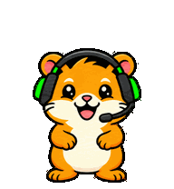 GAMESHAMSTER-Maskottchen mit Gaming-Headset